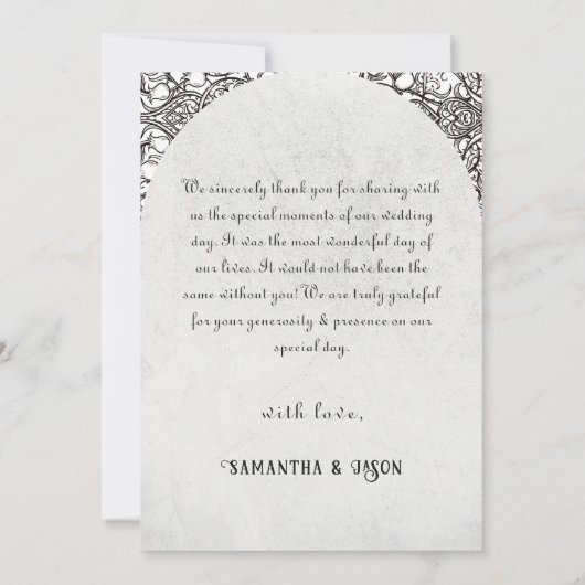 Gotische Bloemen Schedel Halloween Bruiloft Bedankkaart (Achterkant)