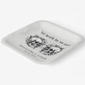 Gotische Bloemen Schedel Halloween Bruiloft Papieren Bordje (Gebogen)