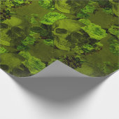 Gotische Bloemen Schedel Print Rustieke Halloween Cadeaupapier (Hoek)