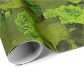 Gotische Bloemen Schedel Print Rustieke Halloween Cadeaupapier (Rol Hoek)