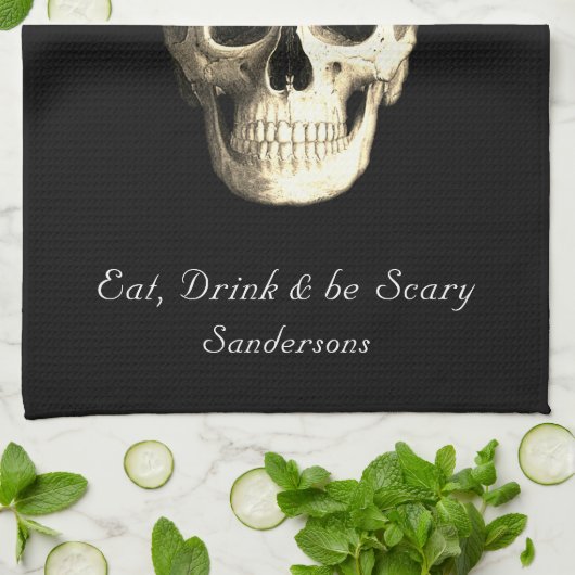 Gotische Bloemen Schedel Rozen Halloween gepersona Theedoek (Gevouwen)