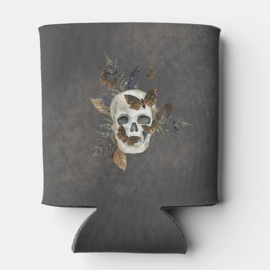 Gotische Bloemen Schedel Vlinders Huwelijk Blikjeskoeler (Achterkant)