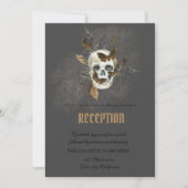 Gotische Bloemen Schedel Vlinders Huwelijk Kaart (Voorkant)