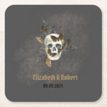 Gotische Bloemen Schedel Vlinders Huwelijk