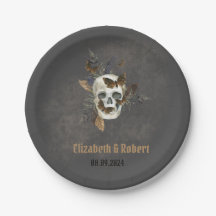 Gotische Bloemen Schedel Vlinders Huwelijk