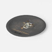 Gotische Bloemen Schedel Vlinders Huwelijk Papieren Bordje (Gekanteld)