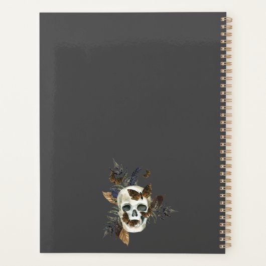 Gotische Bloemen Schedel Vlinders Huwelijk Planner (Achterkant)