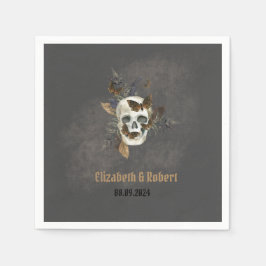 Gotische Bloemen Schedel Vlinders Huwelijk Servet