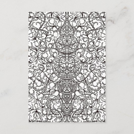 Gotische Bloemen Schedel Zwart Bruiloft Details Informatiekaartje (Achterkant)