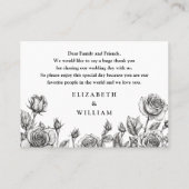 Gotische bloemen schedels bruiloft dank u plaatskaartje (Achterkant)