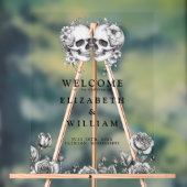 Gotische Bloemen Schedels Huwelijk Welkom Acryl Bord (Neutraal)