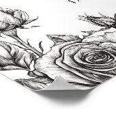 Gotische Bloemen Schedels Huwelijk Welkom Teken Poster (Hoek)