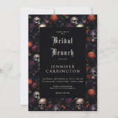 Gotische  Bloemen & Skulls Bruidsbrunch Kaart (Voorkant)