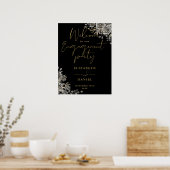 Gotische Bloemen Verlovingsfeest Welkomstbord Poster (Keuken)