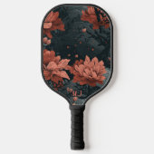 Gotische Bloemen Vervaagd Zwart Gebrande Sienna Mo Pickleball Paddle (Voorkant)