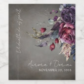 Gotische Bloemen Waterverf Bruiloft Wijn Label Wijn Etiket (Enkel label)