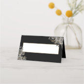 Gotische bloemenbruiloft zwart en gouden Rozen gev Plaatskaartje (Voorkant)