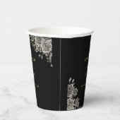Gotische bloemenelegante zwart-gouden bruiloft papieren bekers (Rechts)