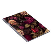 Gotische bloemenrode crème bloesems notitieboek (Rechterzijde)