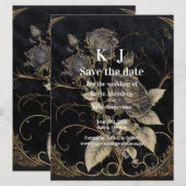 Gotische bloemensave the date save the date (Voorkant / Achterkant)