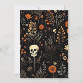 Gotische bloemenschedel bruiloft kaart (Achterkant)