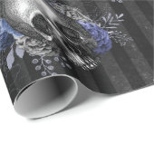 Gotische Bloemenschedel Halloween Cadeaupapier (Rol Hoek)