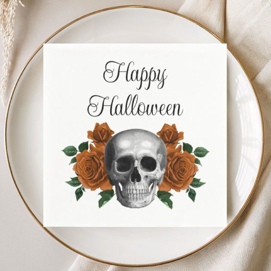 Gotische bloemenschedel Halloween Servet