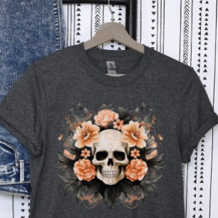 Gotische Bloemenschedel Halloween T-shirt