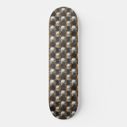 Gotische bloemenschedel koperen bloem persoonlijk skateboard (Voorkant)