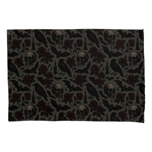 gotische bloemenschedel met ingewikkelde details kussensloop (Voorkant-Links)