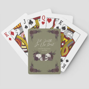 Gotische bloemenschedel olijfgroen pokerkaarten