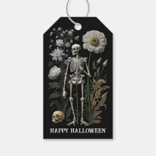 Gotische Bloemenskelet Donkere Vintage Halloween Cadeaulabel