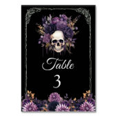 Gotische bloemenskelet Halloween bruiloft tafelnum Kaart (Achterkant)