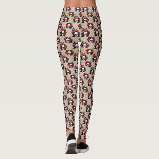 Gotische bloemenskeletbloemen leggings (Achterkant)