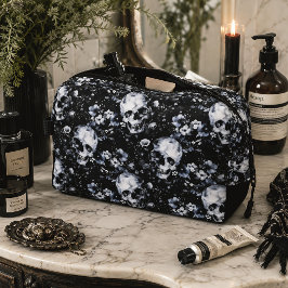 Gotische bloemenskeletten donkere tuin toilettasje