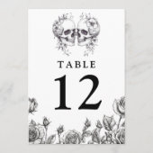 Gotische bloemenskeletten tafel nummers kaart (Achterkant)