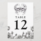 Gotische bloemenskeletten tafel nummers kaart (Voorkant)