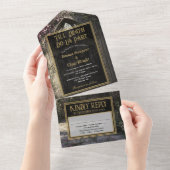 Gotische bloementuin bruiloft all in one uitnodiging (Afscheurbaar)