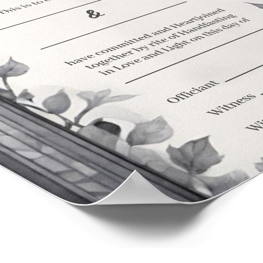 Gotische Bloementuin Poort Handfasting Certificaat Poster (Hoek)