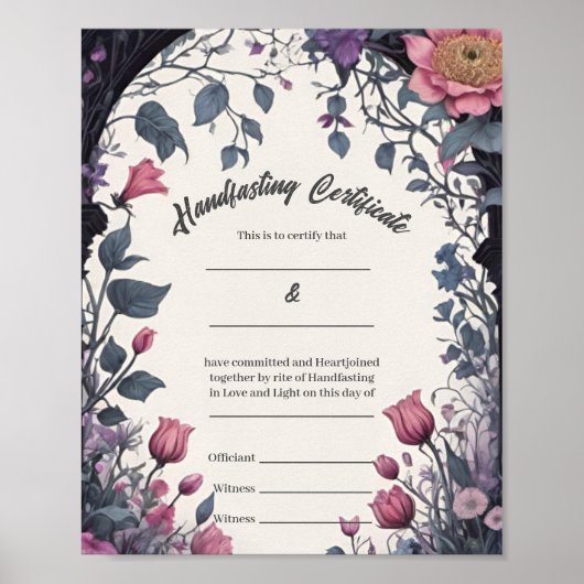 Gotische Bloementuin Poort Handfasting Certificaat Poster (Voorkant)