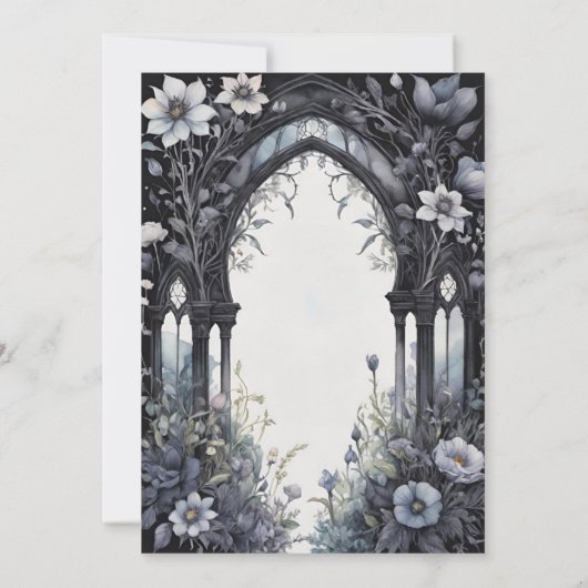 Gotische Bloementuin Poort Pagan Handfasten Kaart (Achterkant)