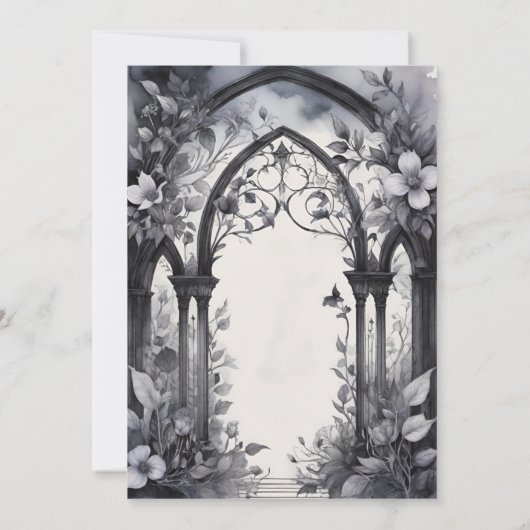 Gotische Bloementuin Poort Pagan Handfasten Kaart (Achterkant)