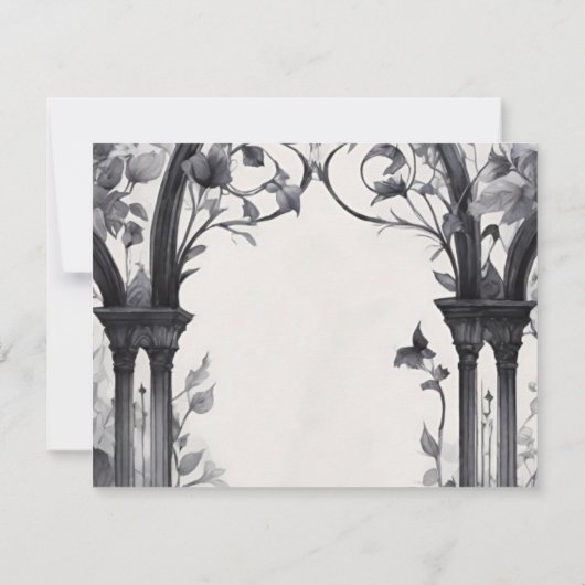 Gotische Bloementuin Poort Pagan Handfasten Save The Date (Achterkant)