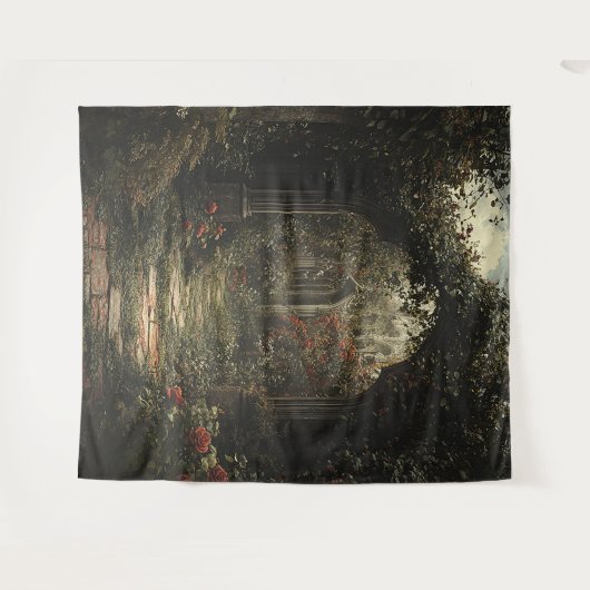 Gotische bloementuin trouwfoto achtergrond wandkleed (Voorkant (horizontaal))