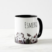 Gotische bloemige monogram koffie thee mok (Voorkant rechts)