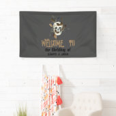 Gotische Bloemige Schedel Vlinders Bruiloft Spandoek (Insitu)