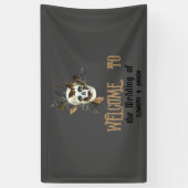 Gotische Bloemige Schedel Vlinders Bruiloft Spandoek (Verticaal)