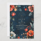 Gotische bloemrijke herfsttrouw save the date (Voorkant)