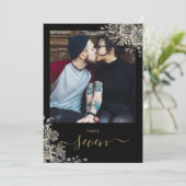 Gotische bloemrozen foto tafelnummer (Staand voorkant)