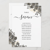 Gotische bloemrozen zitplan tafelnummer (Voorkant / Achterkant)